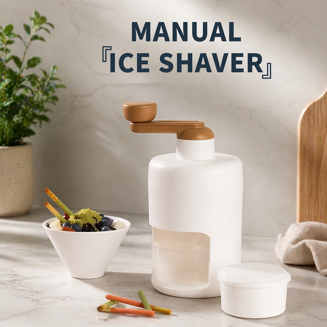 Manual Portable Ice Shaver & Snow Cone Maker – Quick Crushed Ice for Summer Drinks