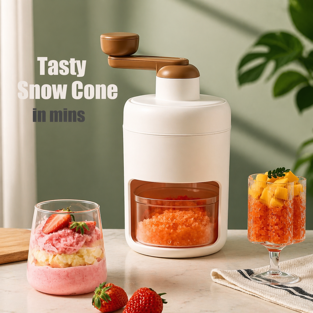 Manual Portable Ice Shaver & Snow Cone Maker – Quick Crushed Ice for Summer Drinks