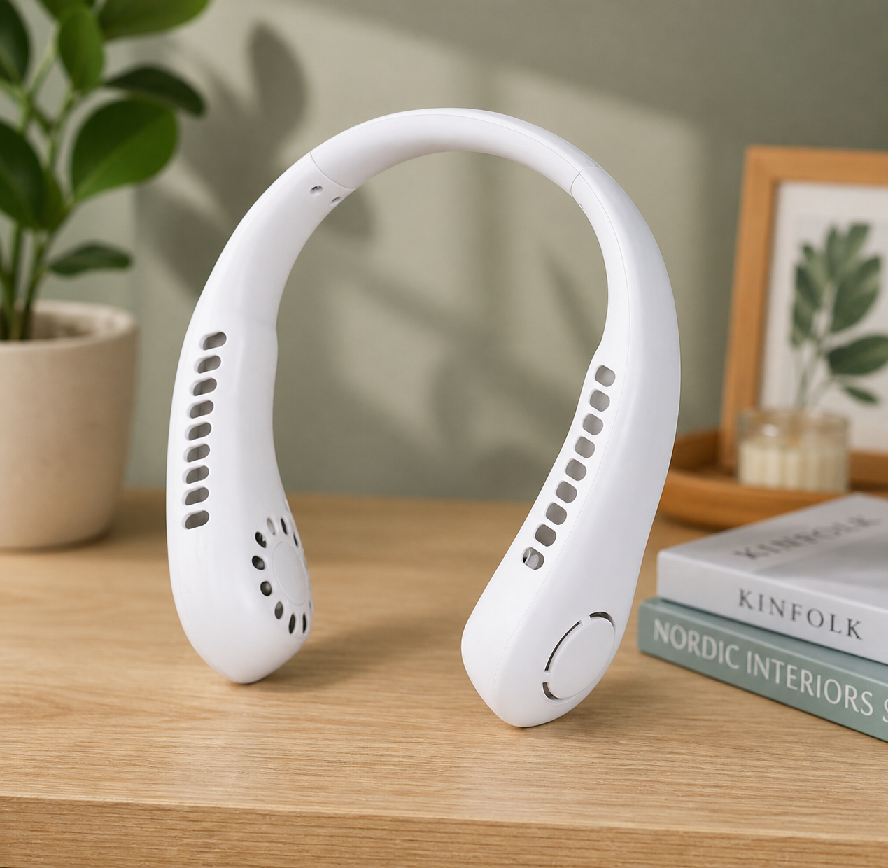 Portable Neck Fan – Hands-Free Wearable Bladeless Fan with USB Rechargeable