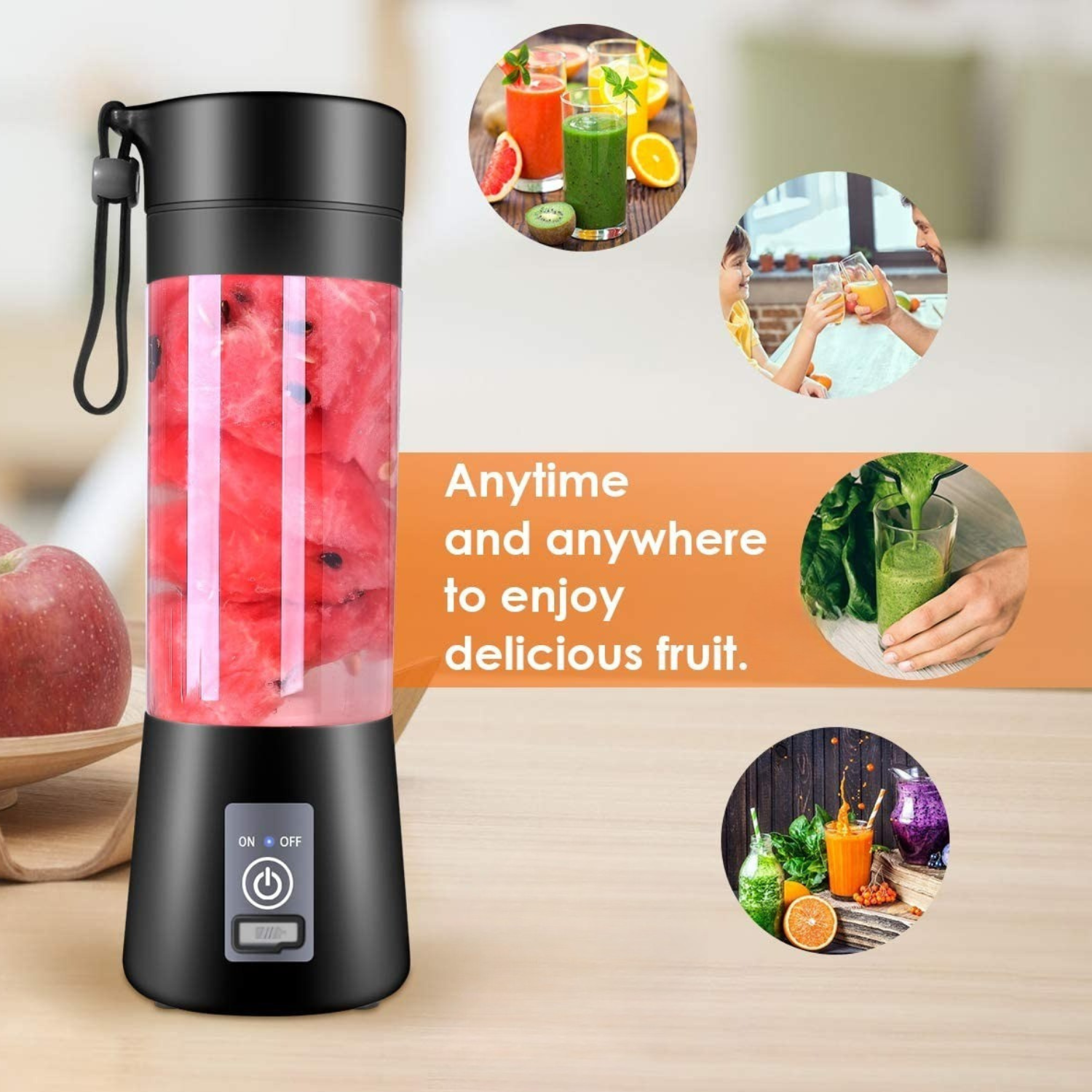 Portable Electric Juicer Blender – 6 Blades Rechargeable Smoothie Maker