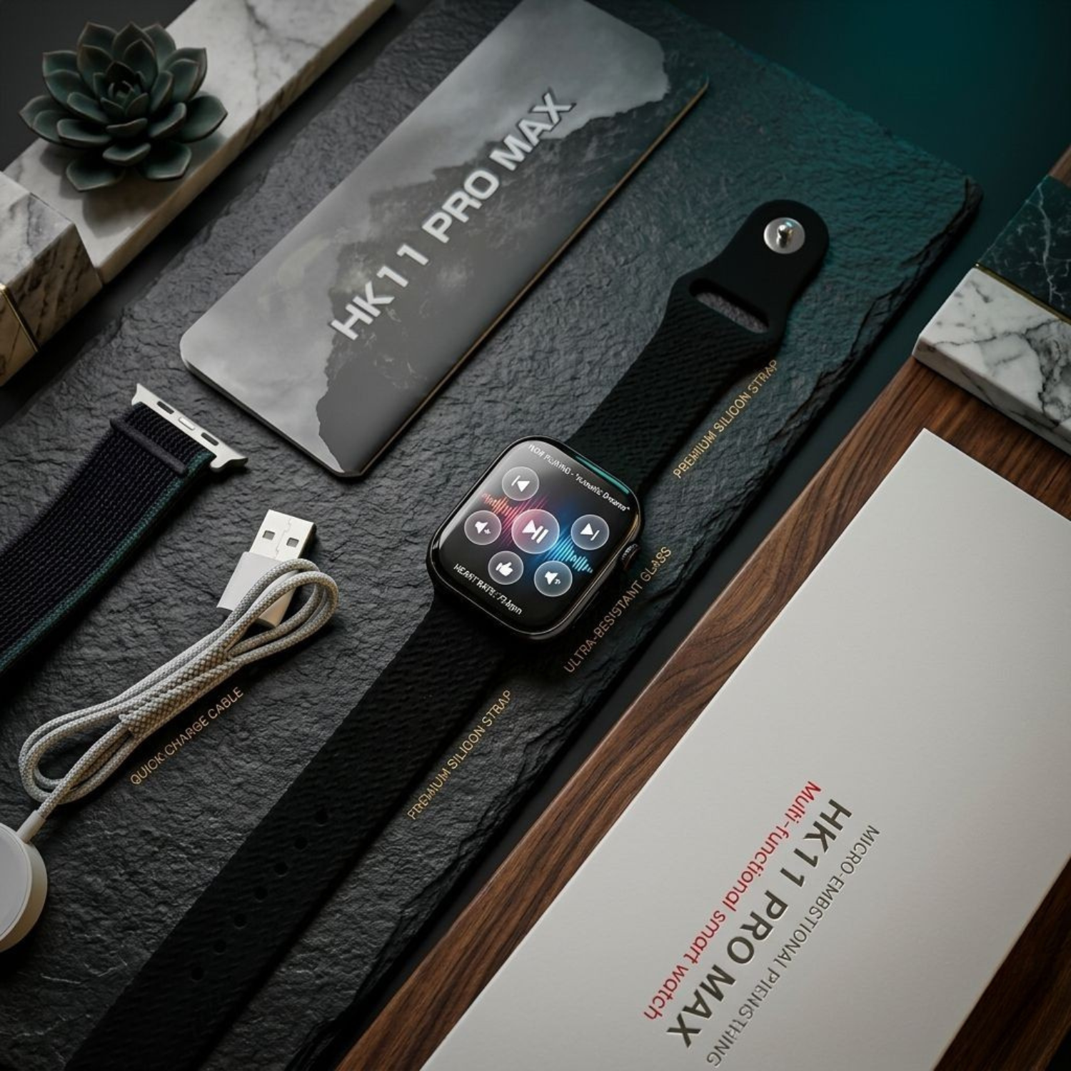 HK11 Pro Max Smart Watch – Premium Look, Amoled Display & Bluetooth Calling & Wireless Charging