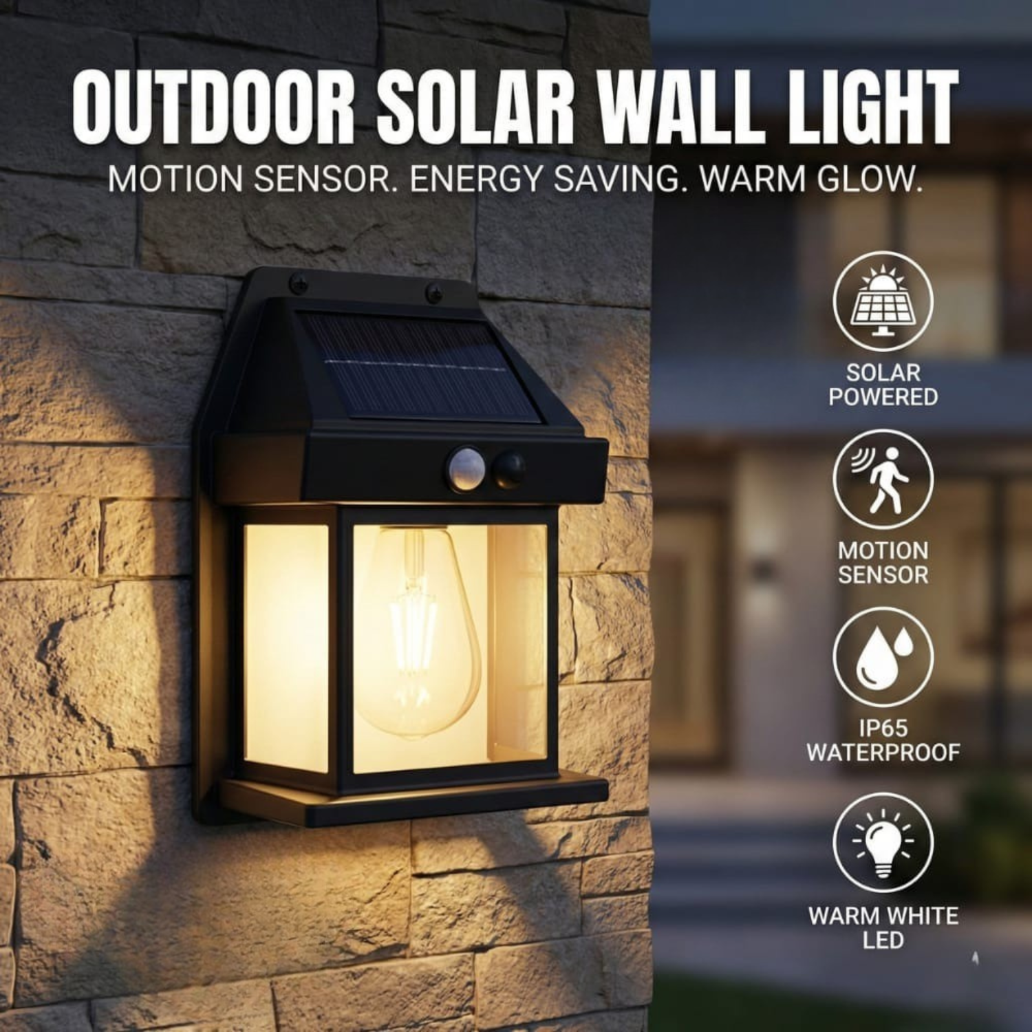 Outdoor Solar Wall Light – Motion Sensor, Waterproof & Energy Saving