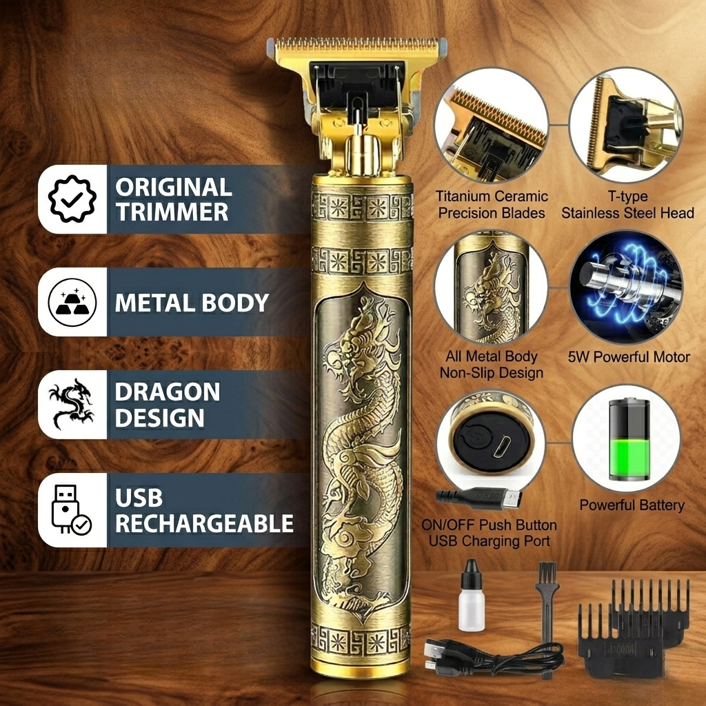 Professional T9 Electric Hair Trimmer – Cordless Grooming Kit