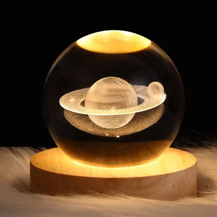3D Crystal Ball LED Night Light – Galaxy Planet Lamp for Home Decor