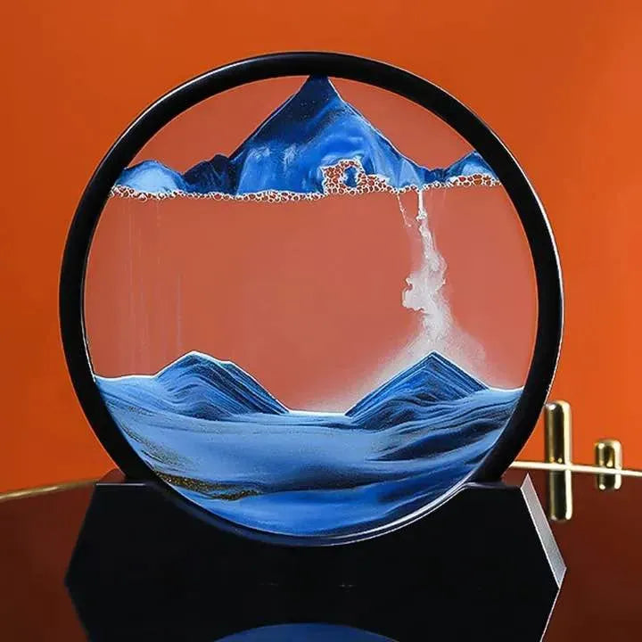 3D Moving Sand Art Liquid Motion Lamp - Round Glass Deep Sea Sandscape