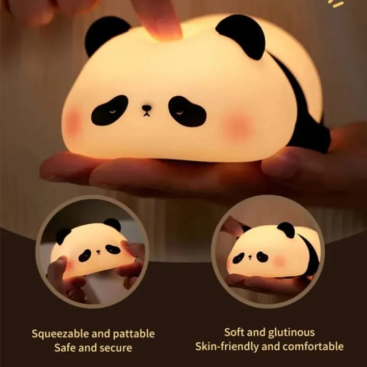 Cute Squishy Panda Night Light – Rechargeable Silicone Lamp for Kids & Adults