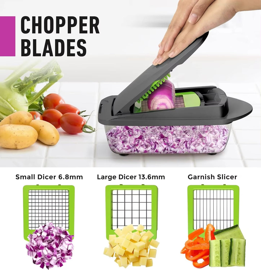 Multi-Functional Vegetable Chopper – 12-in-1 Professional Onion Cutter & Slicer