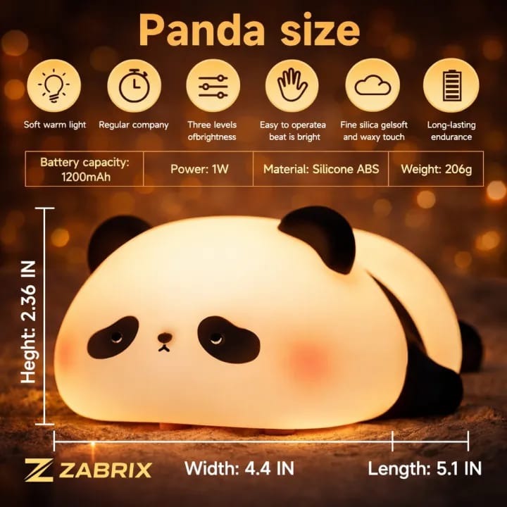 Cute Squishy Panda Night Light – Rechargeable Silicone Lamp for Kids & Adults
