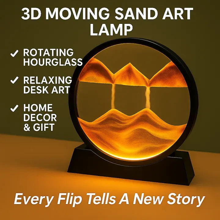 3D Moving Sand Art Liquid Motion Lamp - Round Glass Deep Sea Sandscape