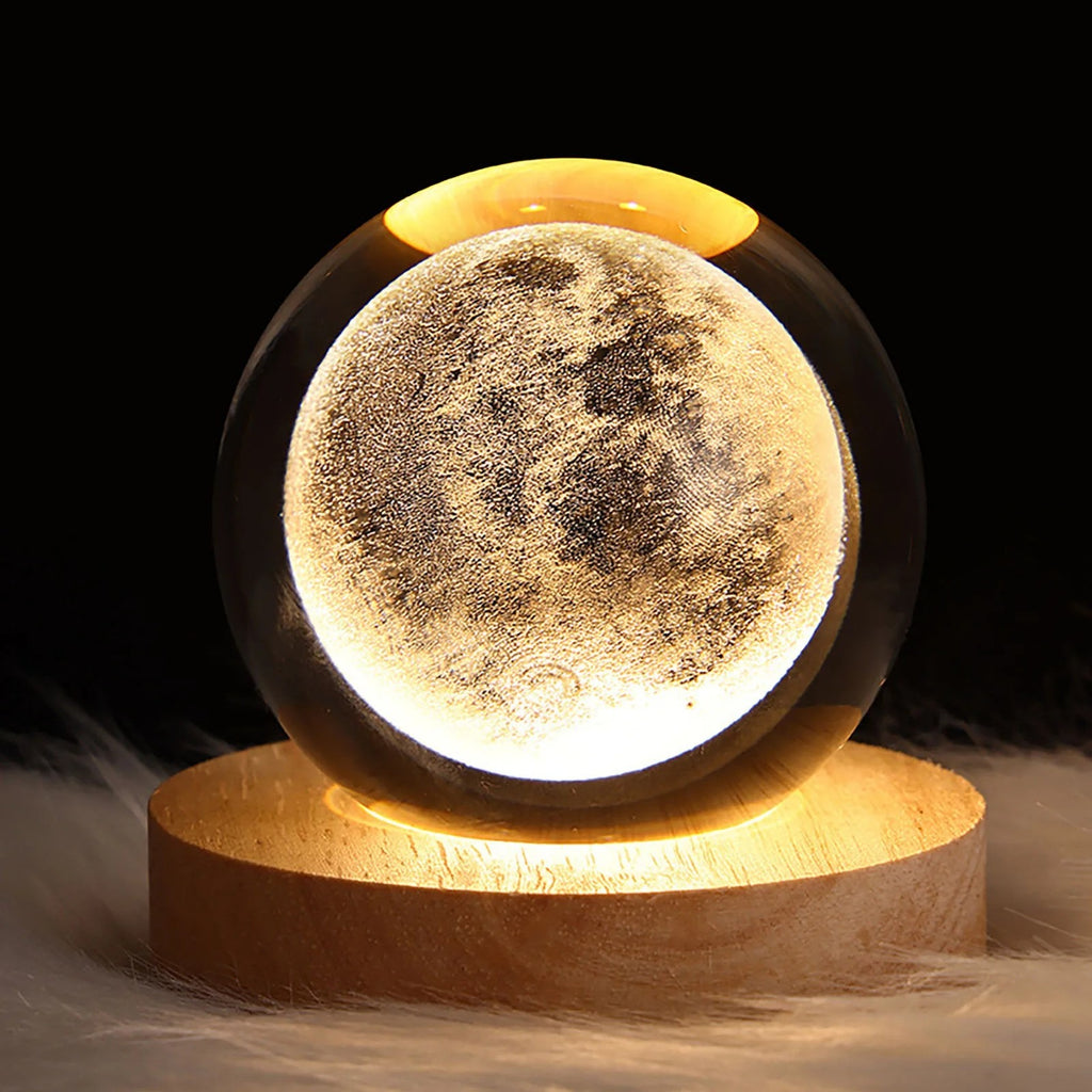 3D Crystal Ball LED Night Light – Galaxy Planet Lamp for Home Decor