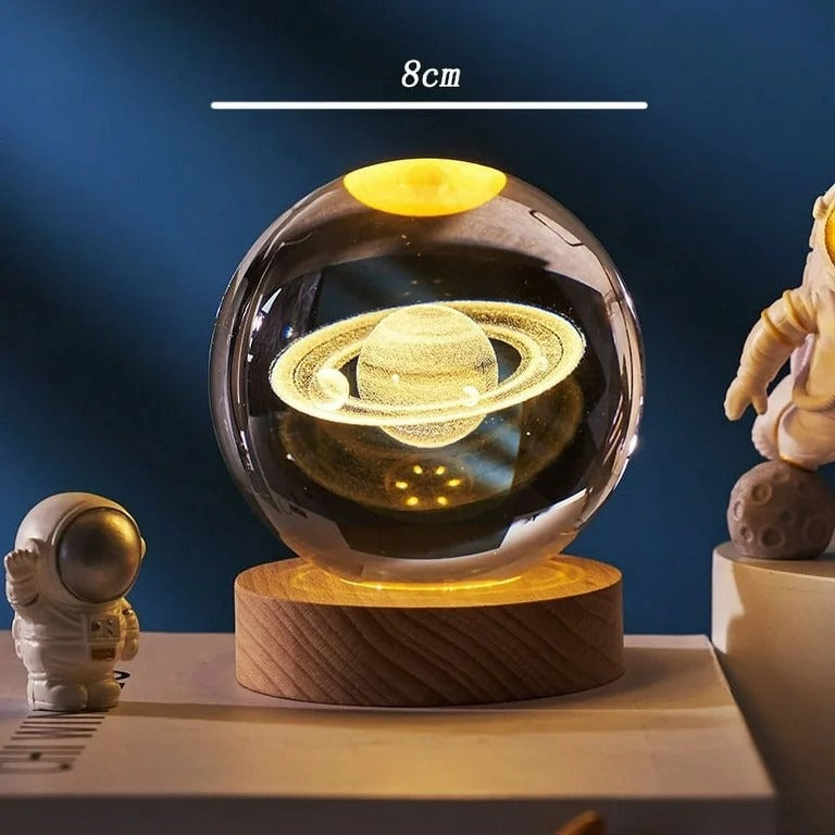 3D Crystal Ball LED Night Light – Galaxy Planet Lamp for Home Decor