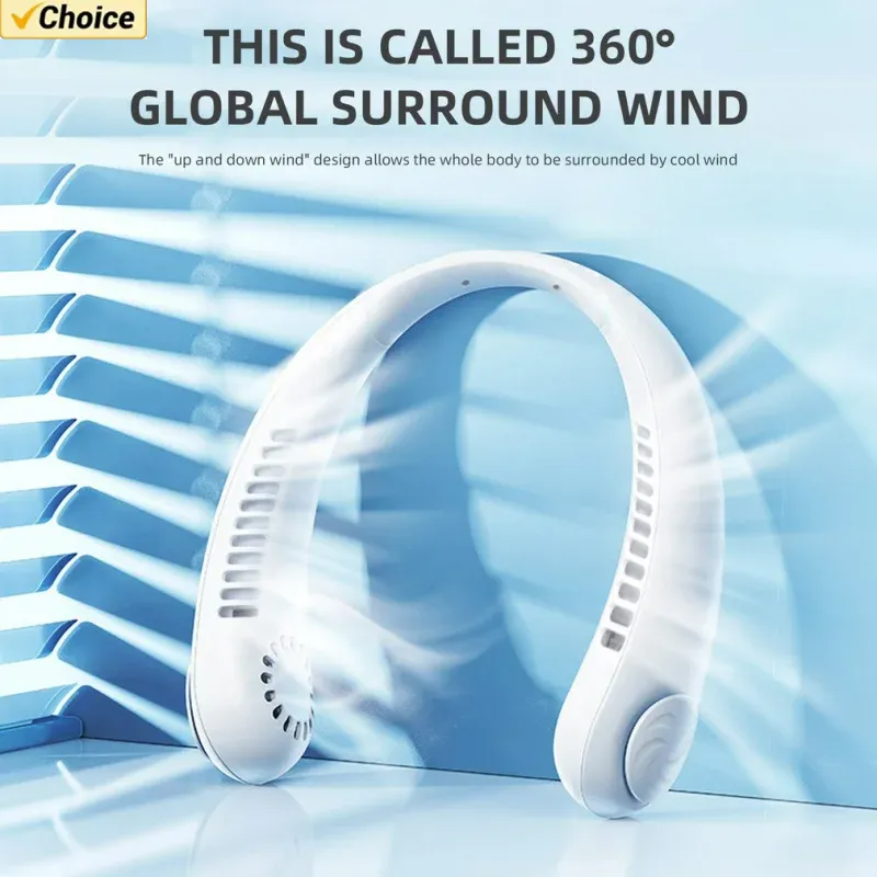 Portable Neck Fan – Hands-Free Wearable Bladeless Fan with USB Rechargeable