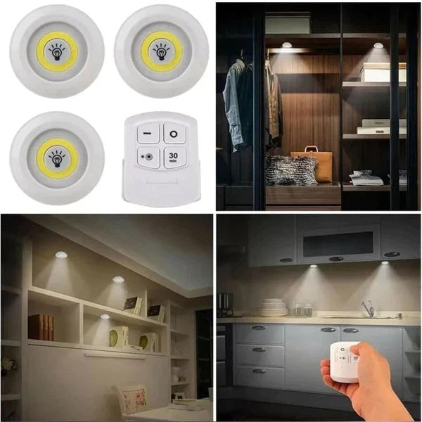 Wireless LED Puck Lights with Remote – Dimmable Under Cabinet Lighting Set