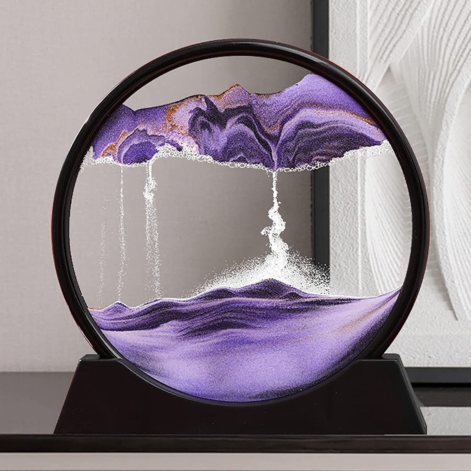 3D Moving Sand Art Liquid Motion Lamp - Round Glass Deep Sea Sandscape