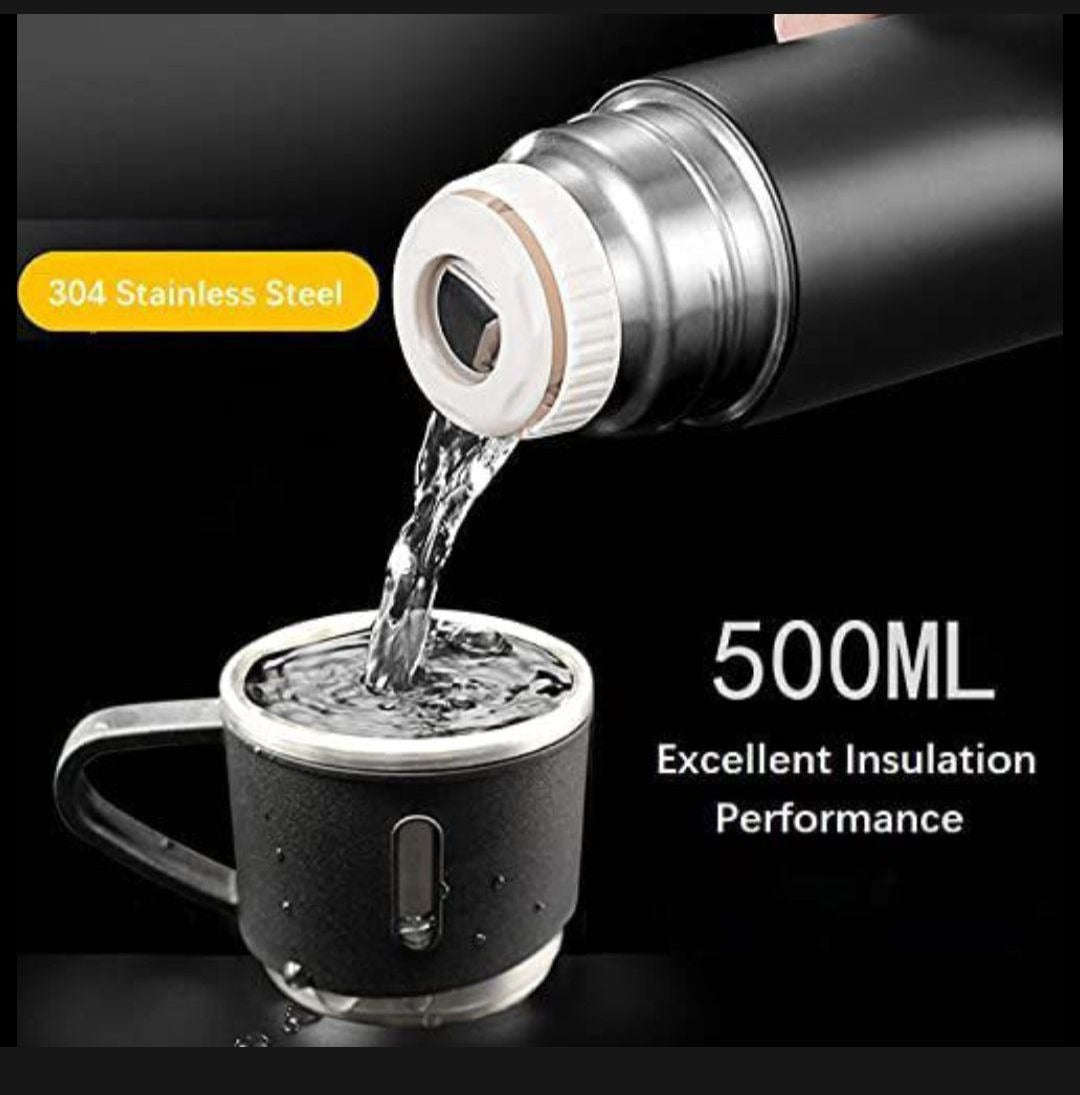 Vacuum Flask Set – Stainless Steel Thermos with 2 Cups & Gift Box