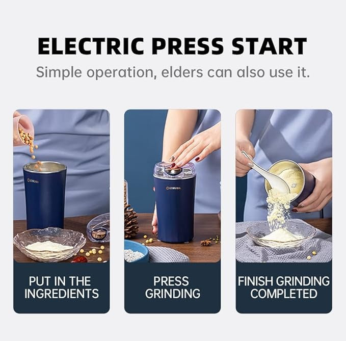 Electric One-Touch Coffee & Spice Grinder – Portable Kitchen Grinder