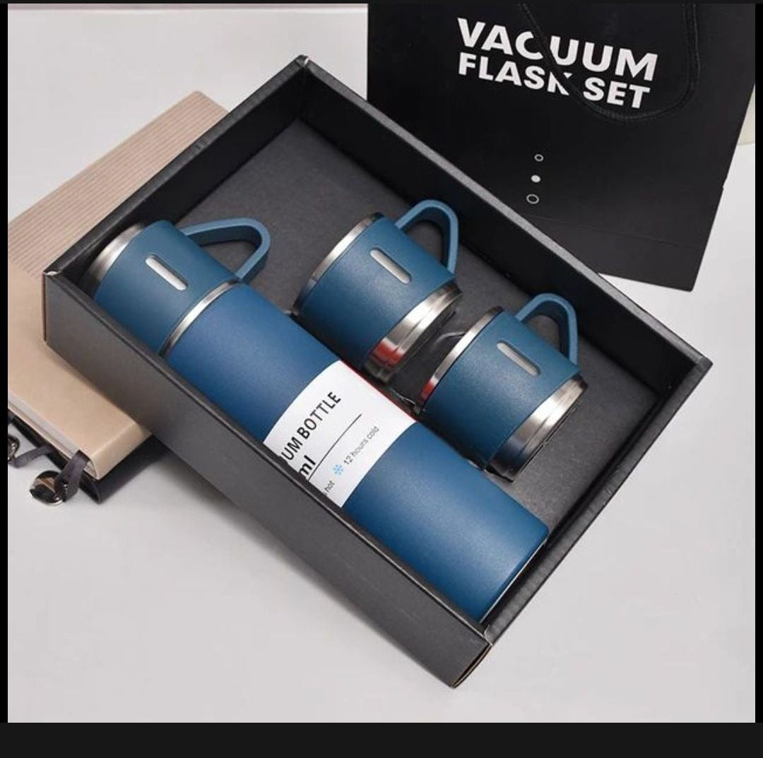 Vacuum Flask Set – Stainless Steel Thermos with 2 Cups & Gift Box