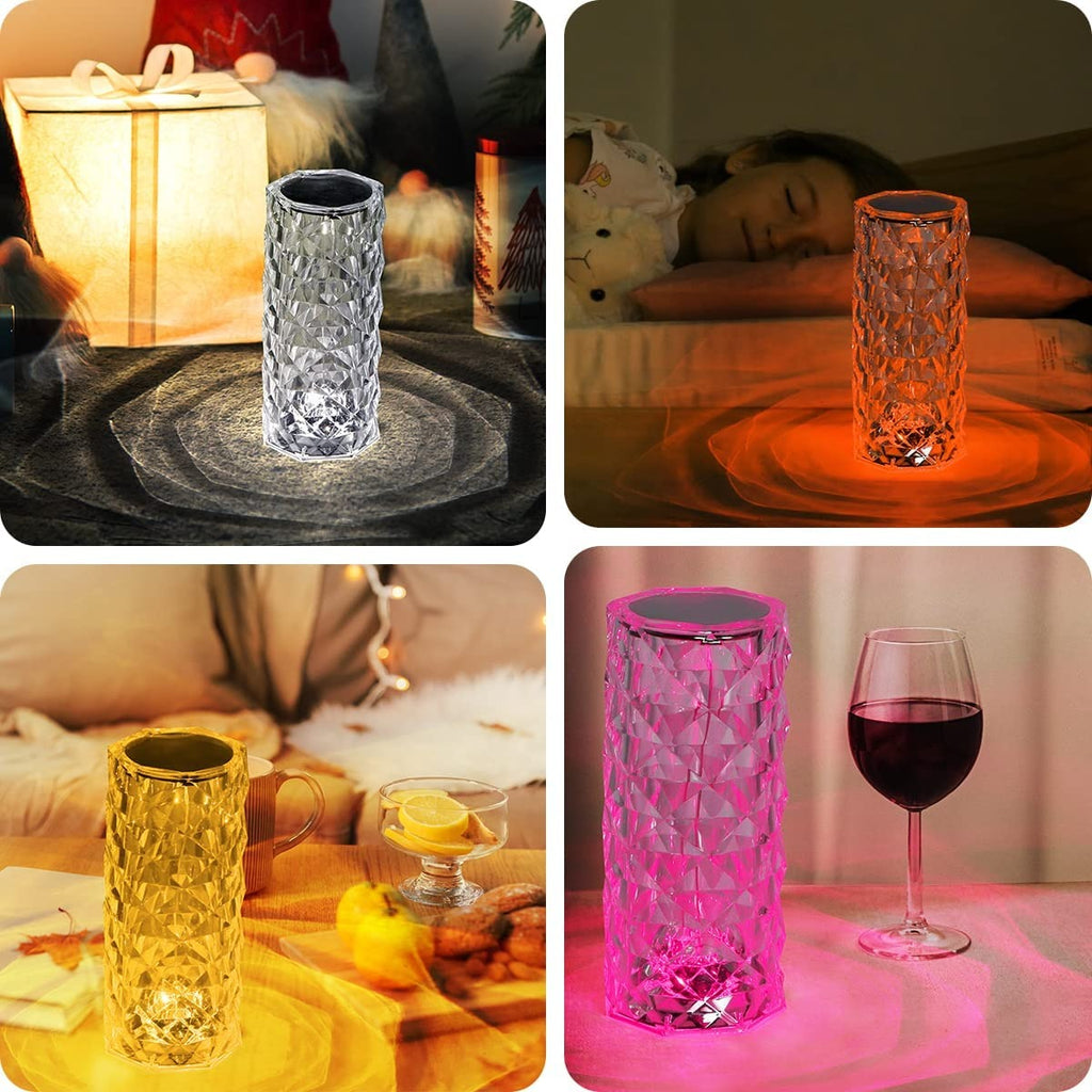 Rose Crystal Diamond Table Lamp - 16 Color Changing RGB Night Light