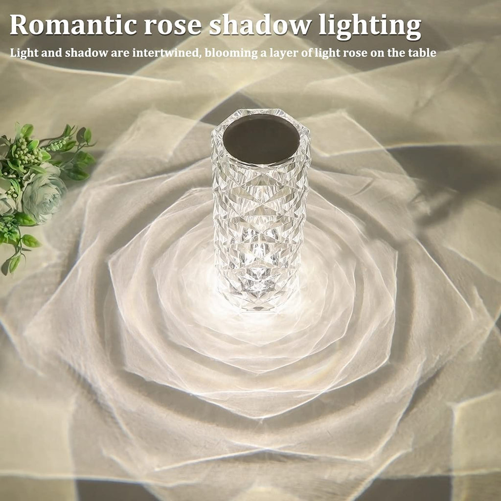 Rose Crystal Diamond Table Lamp - 16 Color Changing RGB Night Light